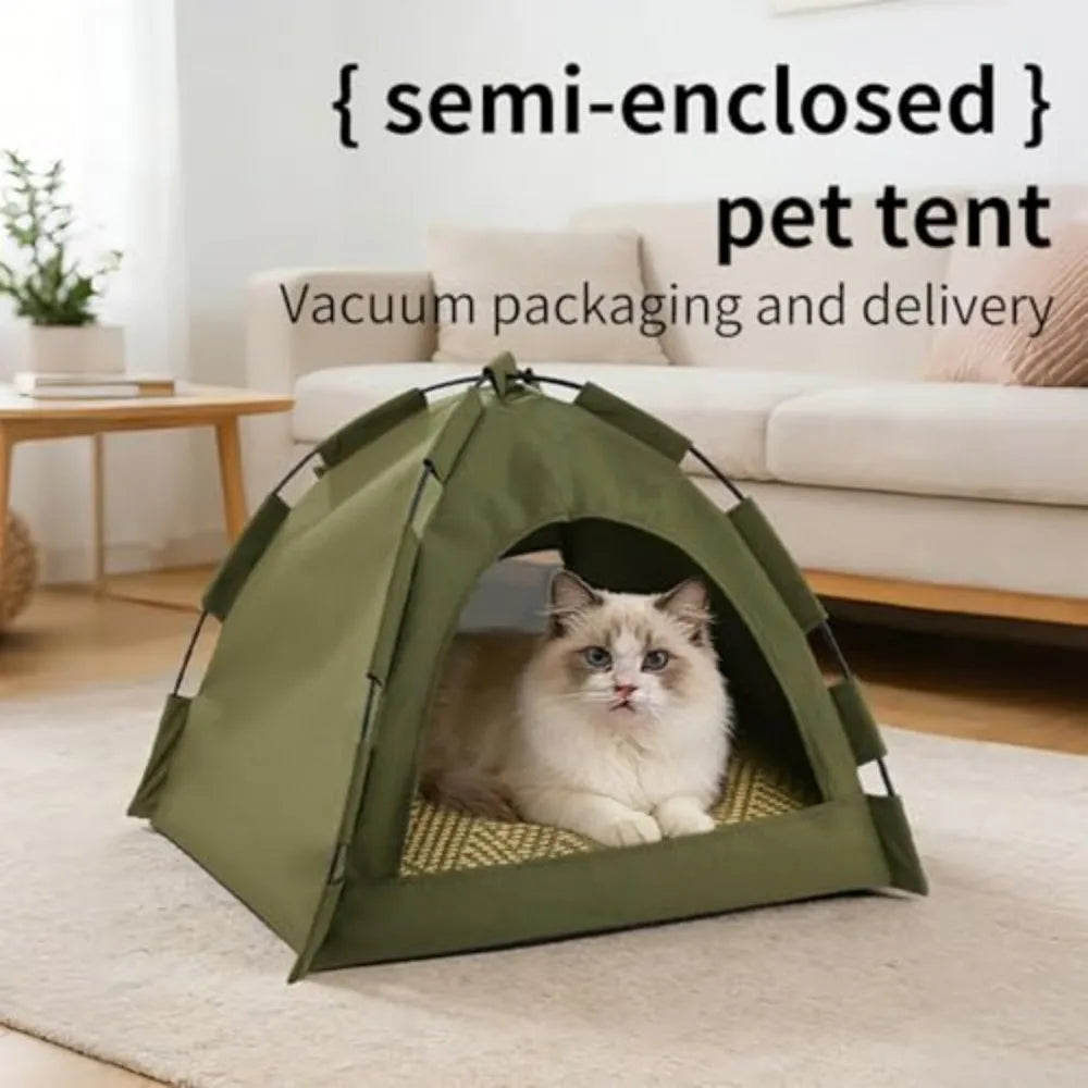 Portable Semi-Enclosed Outdoor Pet Tent Shelter for Cats and Dogs