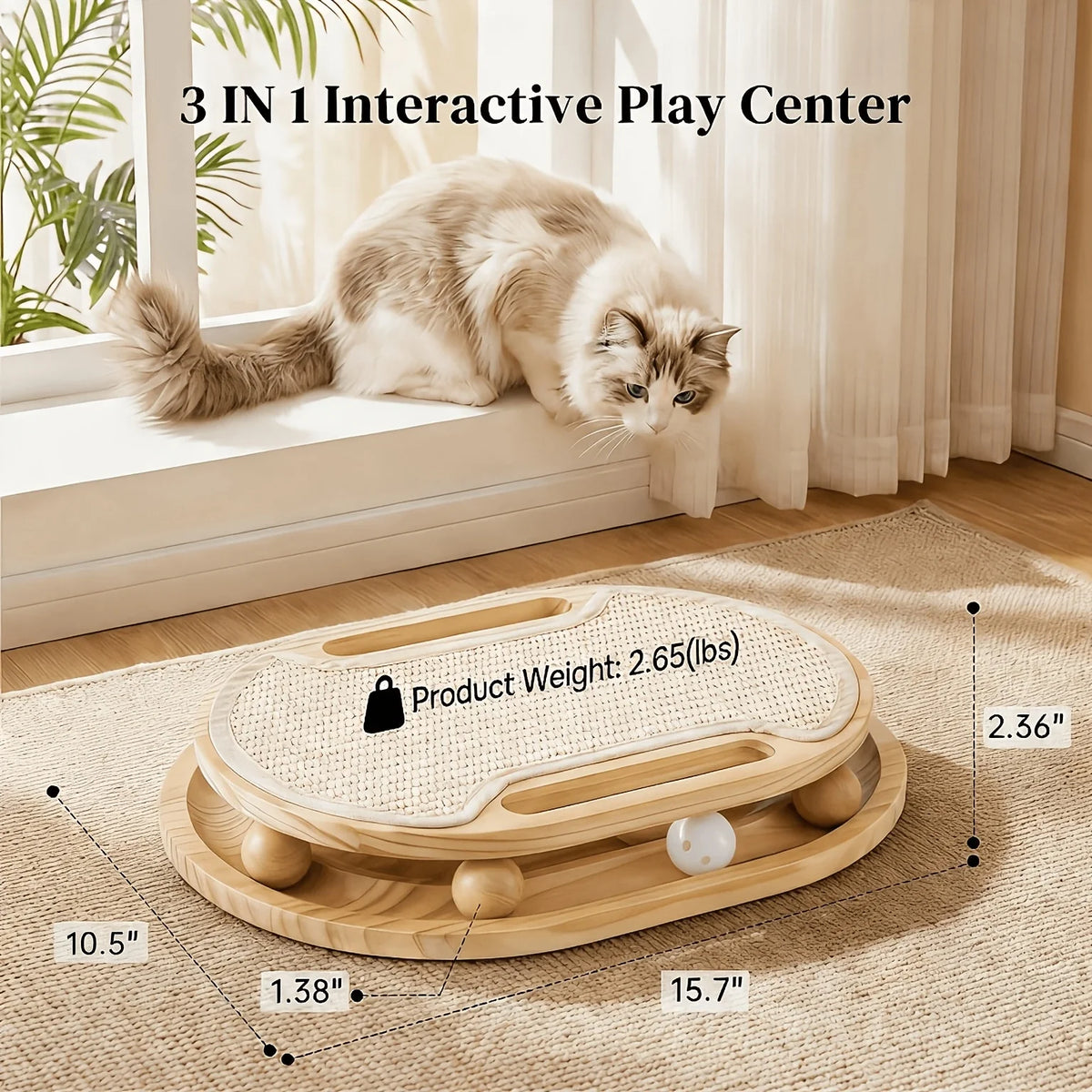 Cat Scratcher With Sisal Pad And Interactive Ball Track Toy