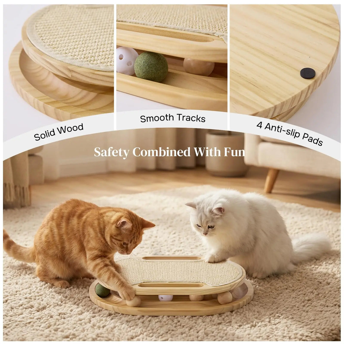 Cat Scratcher With Sisal Pad And Interactive Ball Track Toy