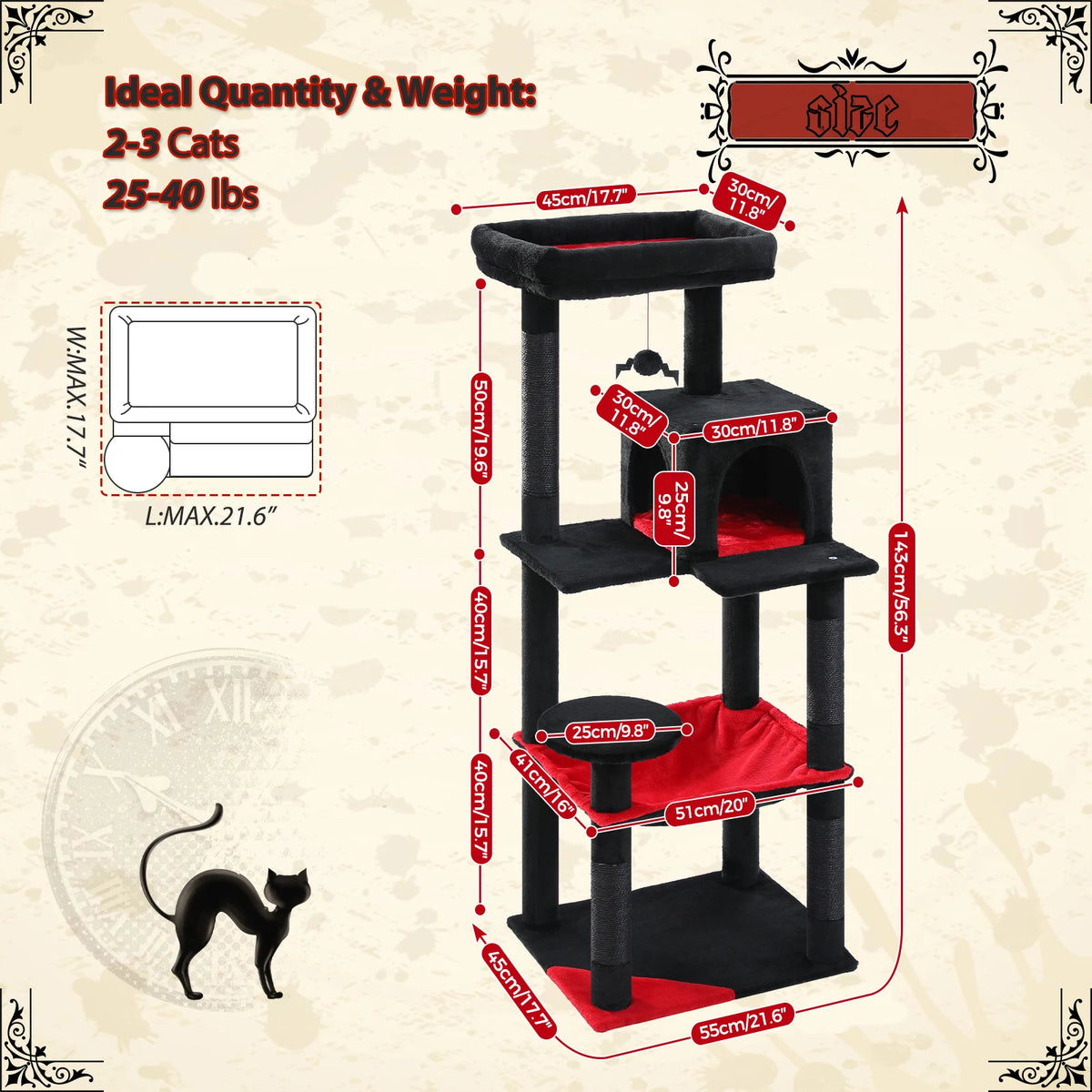 PAWZ Road Gothic Cat Tree With Hammock And Scratching Posts