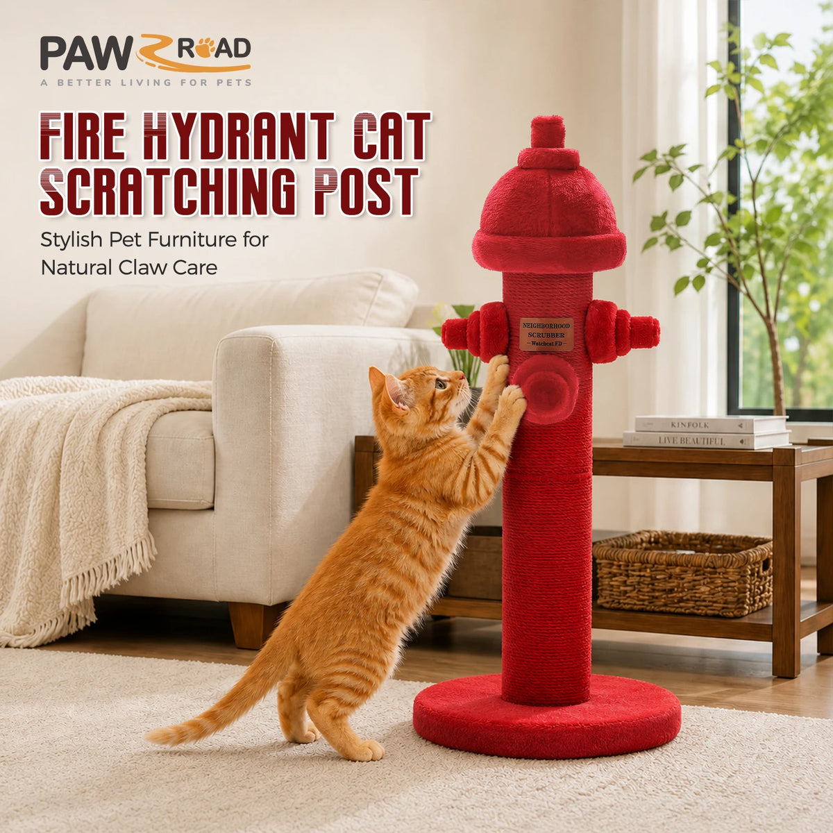 PAWZ Road Fire Hydrant Sisal Cat Scratching Post Furniture