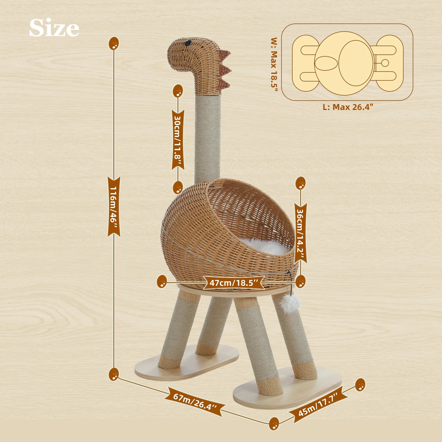 PAWZ Road Rattan Cat Tree Tower With Sisal Scratching Post