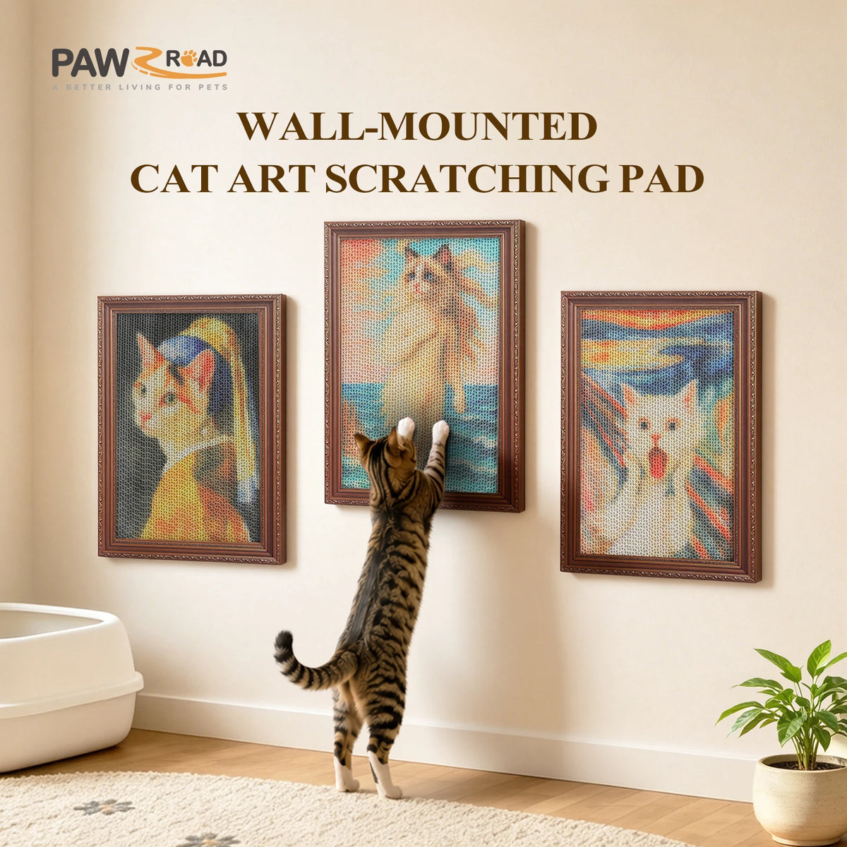 PAWZ Road Three Pack Wall Mounted Cardboard Cat Scratcher Boards