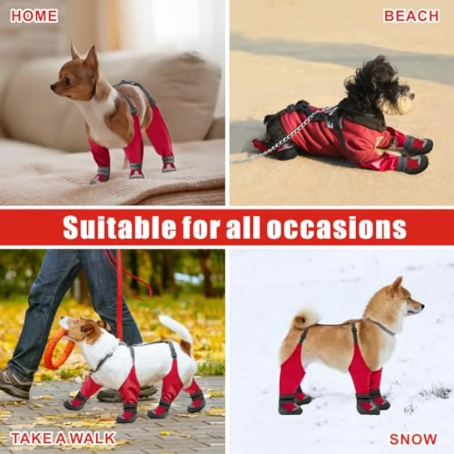 Waterproof Non Slip Dog Suspender Boots For Rain And Snow