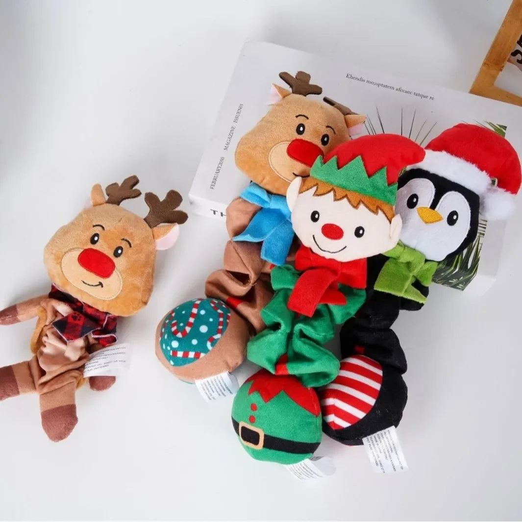 Christmas Elf Penguin Squeaky Dog Toy for Puppies and Dogs