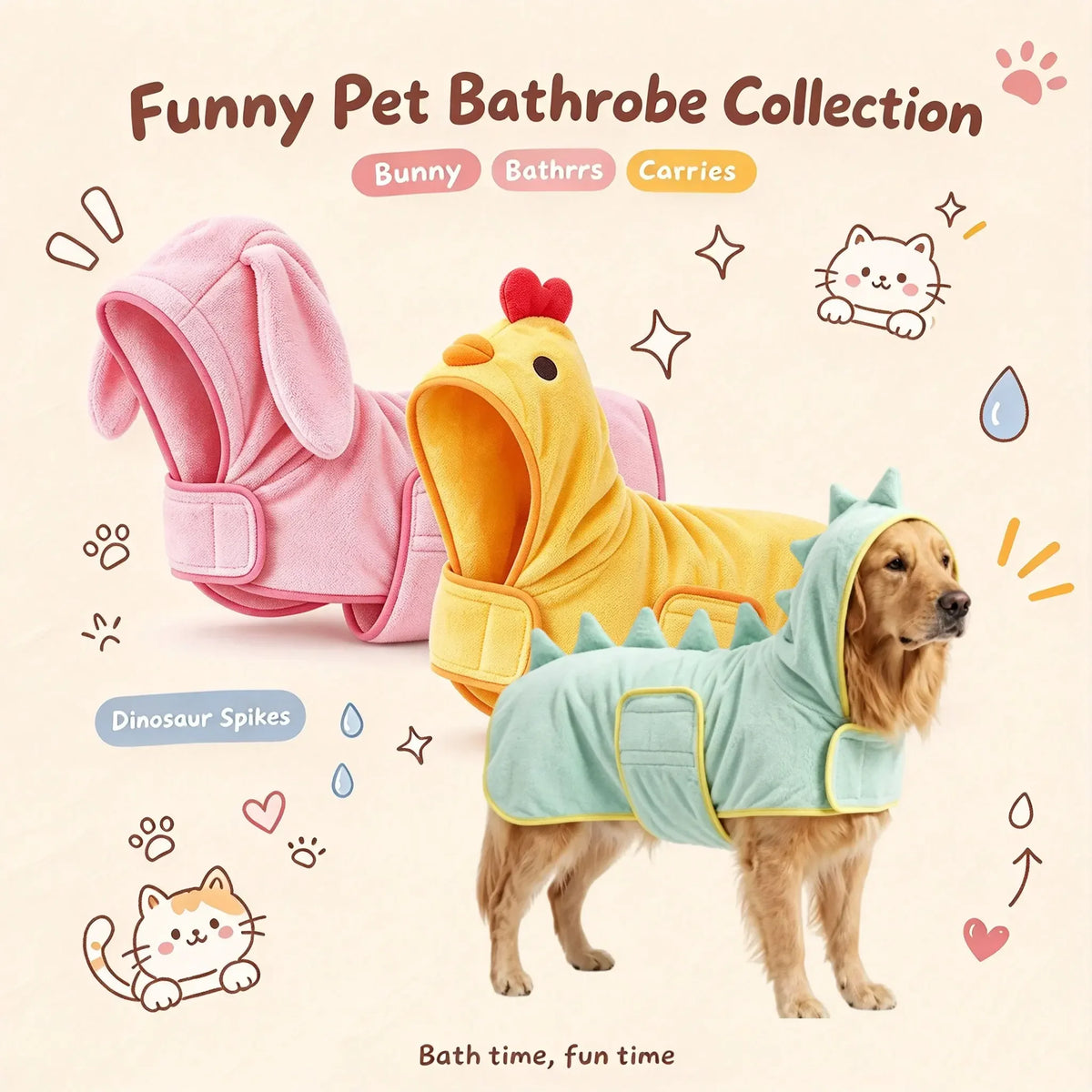 Soft Absorbent Cotton Dog Bathrobe Full Wrap Towel for Pets