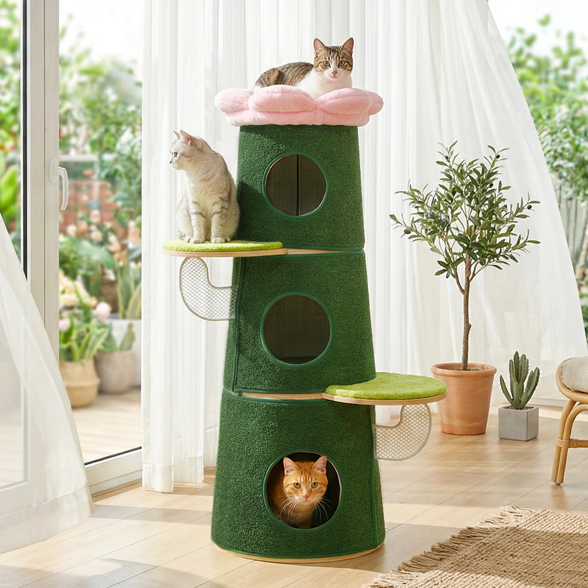 PAWZ Road Multilevel Cat Tree With Flower Perch And Condos