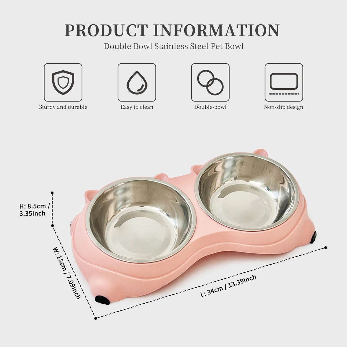 Stainless Steel Double Pet Feeding Bowl for Cats and Dogs