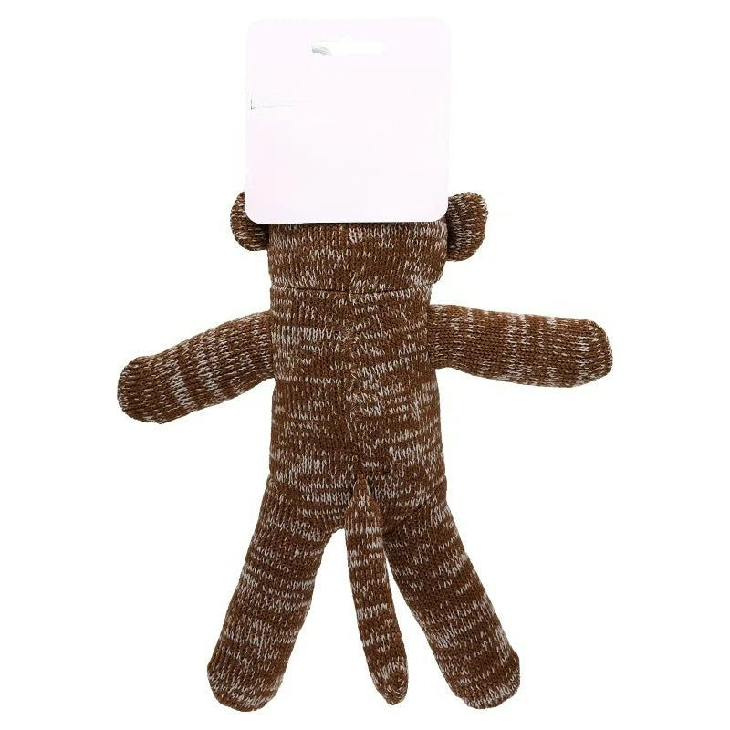 Sock Monkey Plush Dog Toy With Squeaker For Gentle Chewers