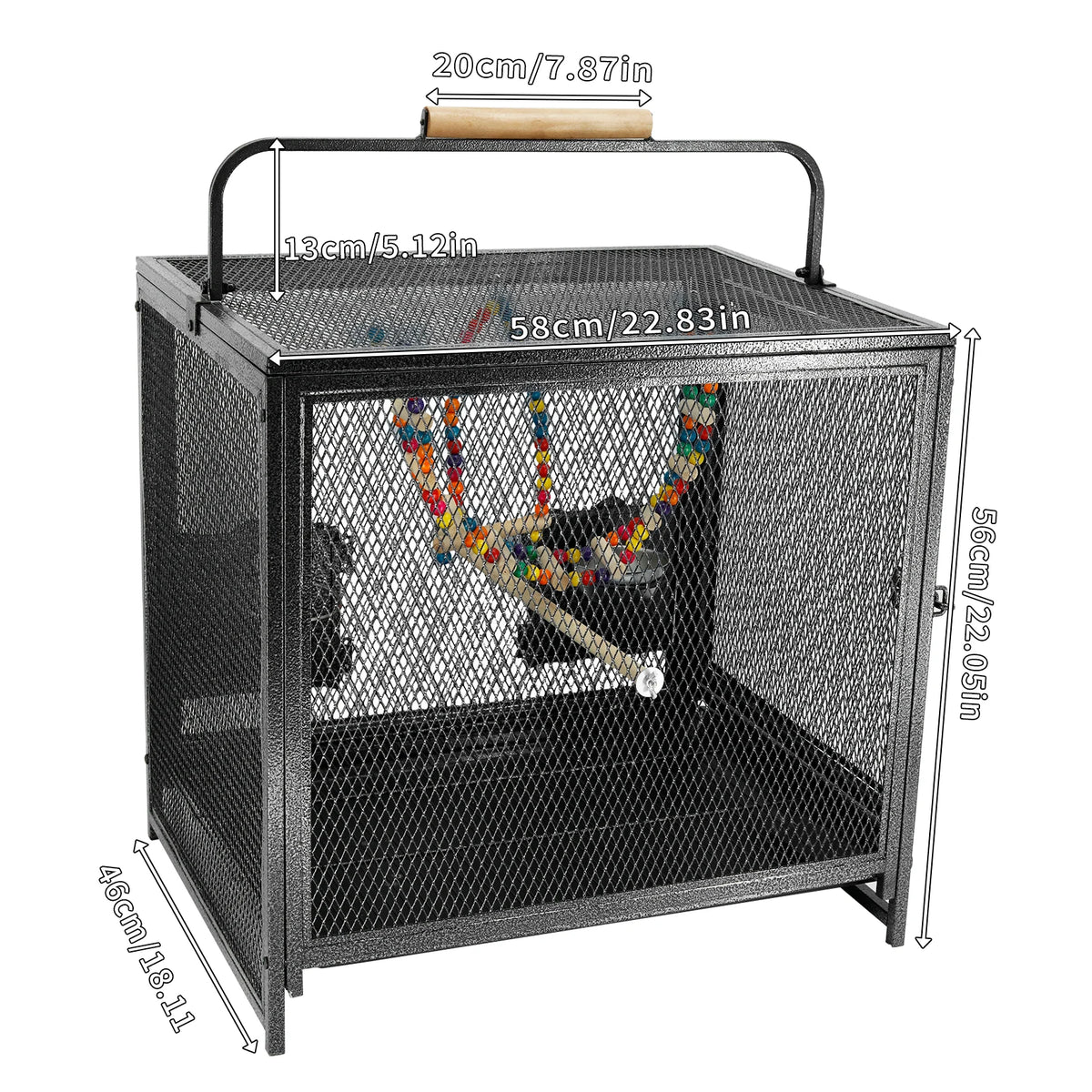 Metal Bird Cage With Hammock Swing And Perch Stand