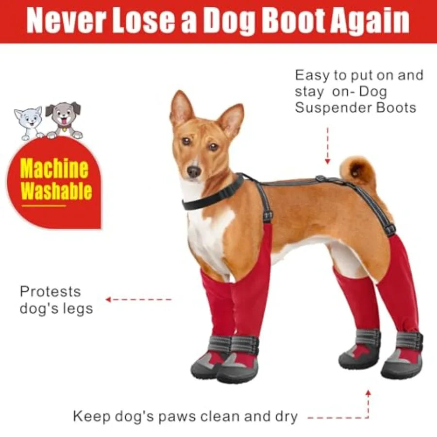 Waterproof Non Slip Dog Suspender Boots For Rain And Snow