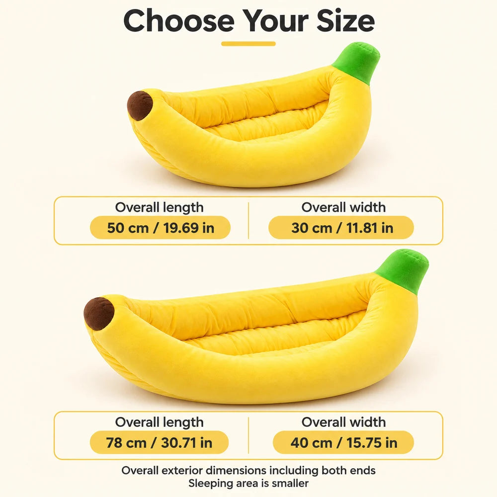 Banana Plush Pet Bed With Raised Sides For Cozy Lounging
