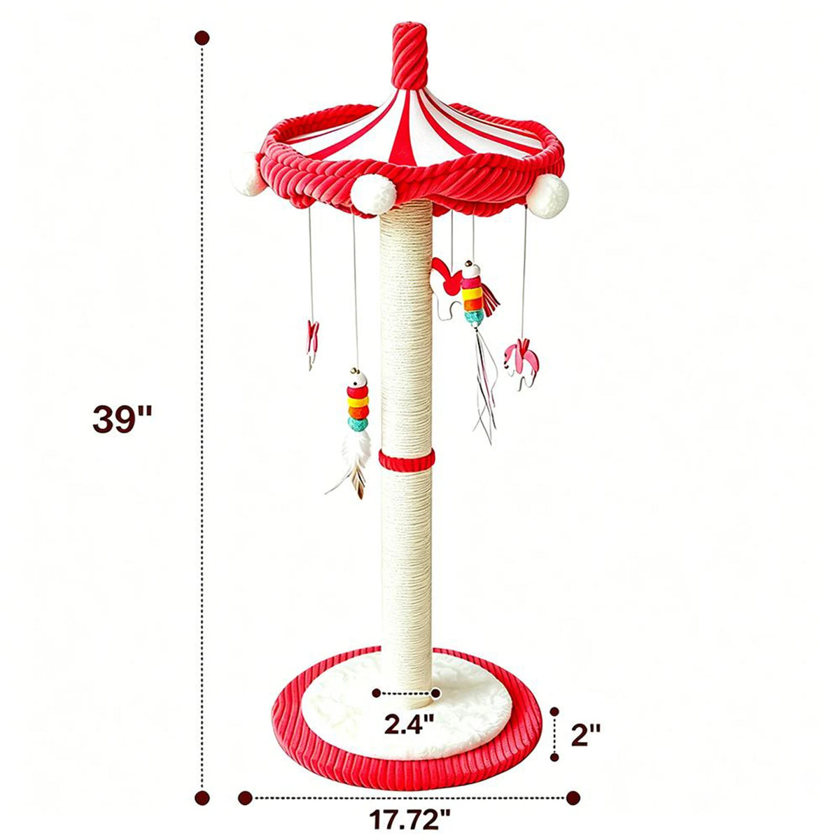 CWV Rotating Carousel Cat Scratching Post With Hanging Toys