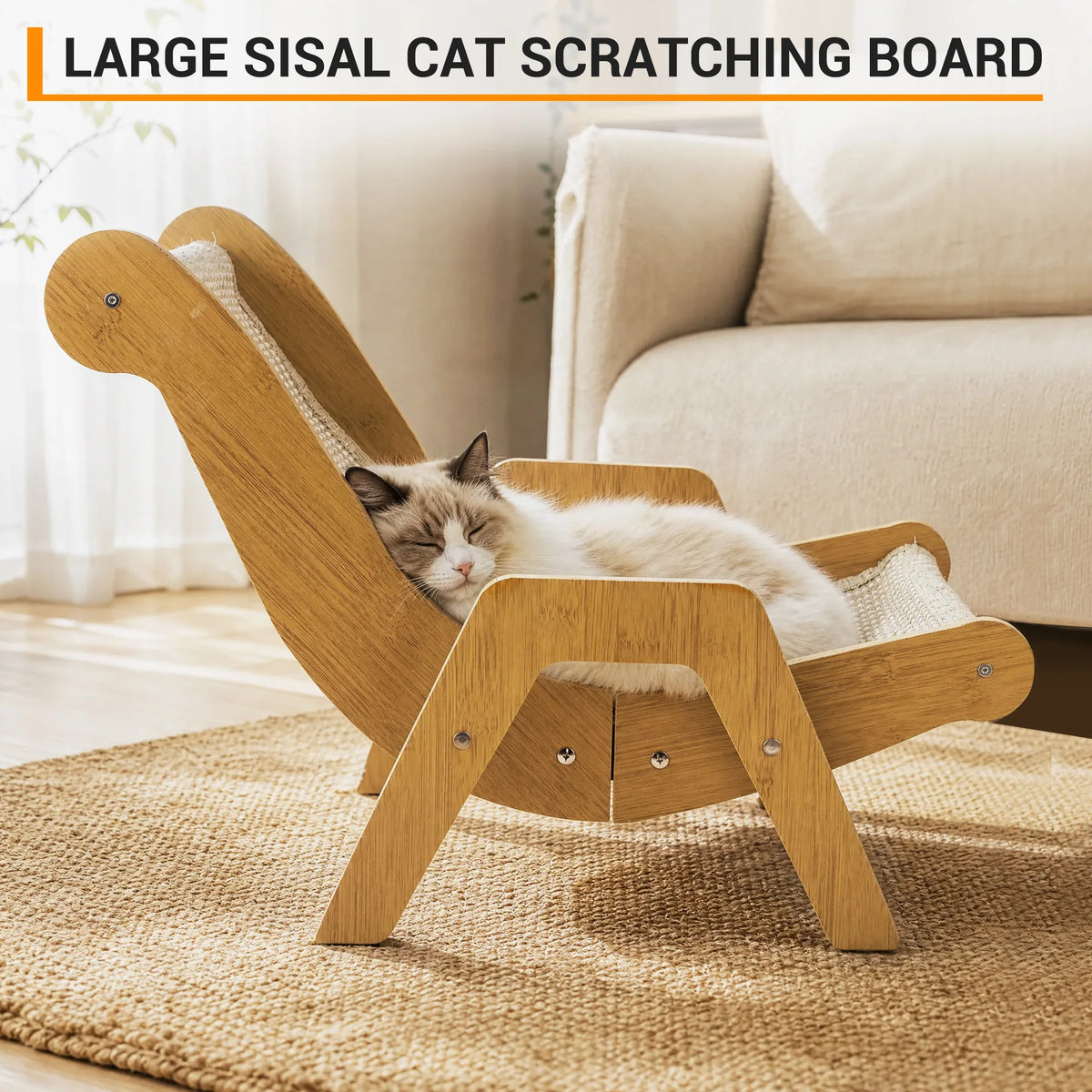 Wooden Sisal Cat Scratcher Lounger And Rest Bed For Cats