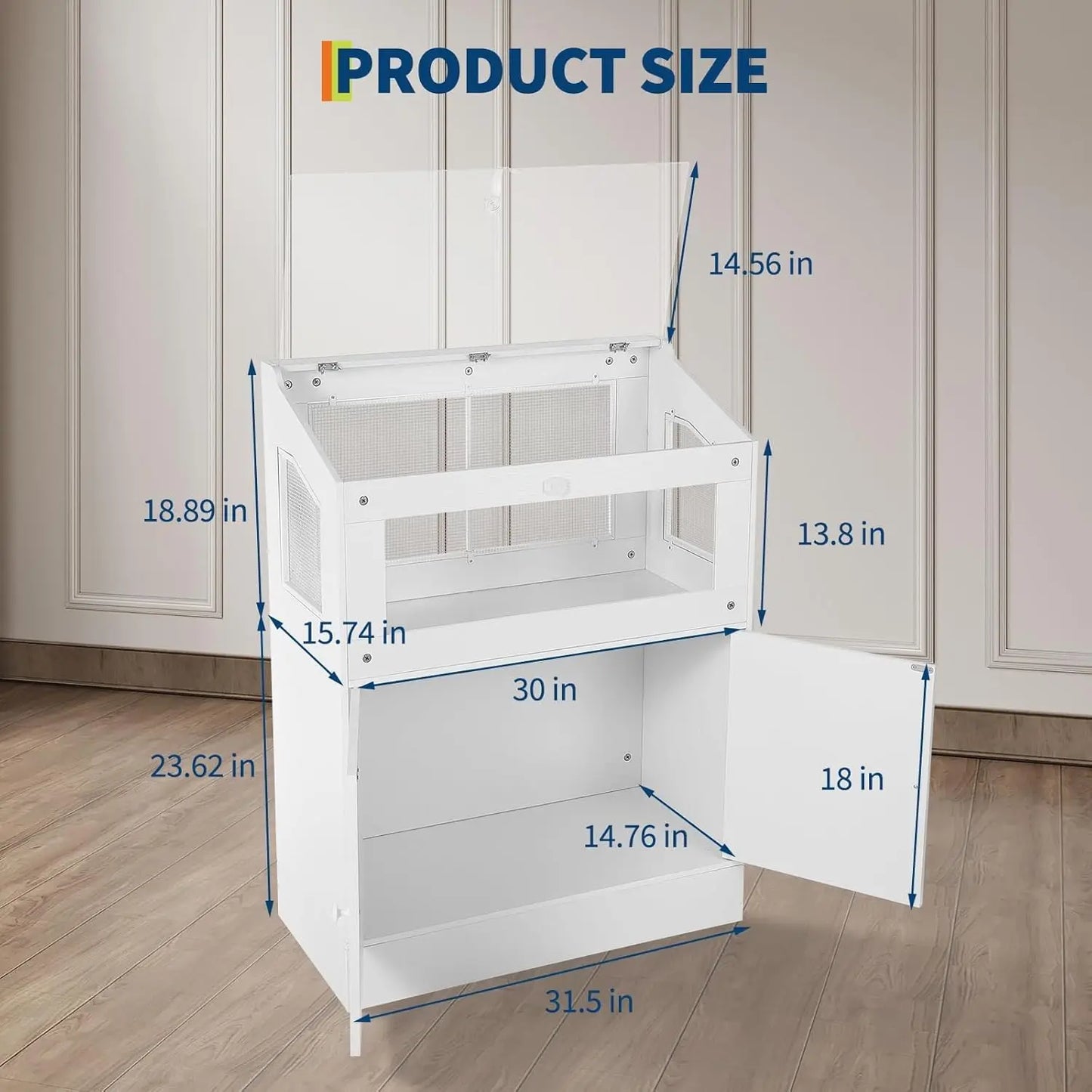 HiMiss Large Acrylic Small Animal Cage With Storage Cabinet