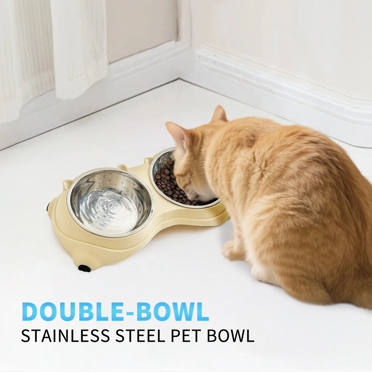 Stainless Steel Double Pet Feeding Bowl for Cats and Dogs