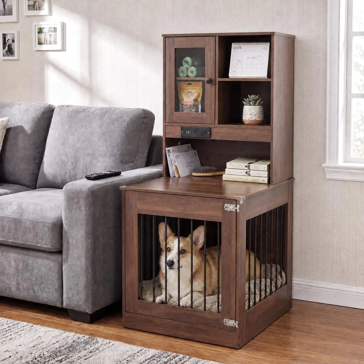 Premium Wooden Dog Crate Furniture Nightstand For Small Dogs