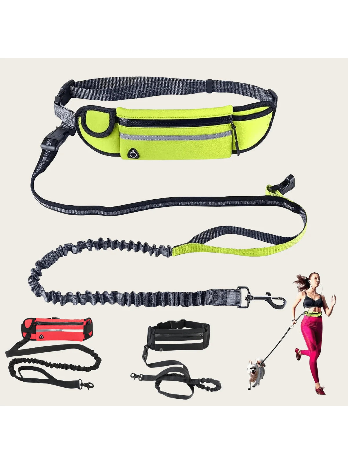 Impact Resistant Elastic Waist Dog Leash For Running And Walking