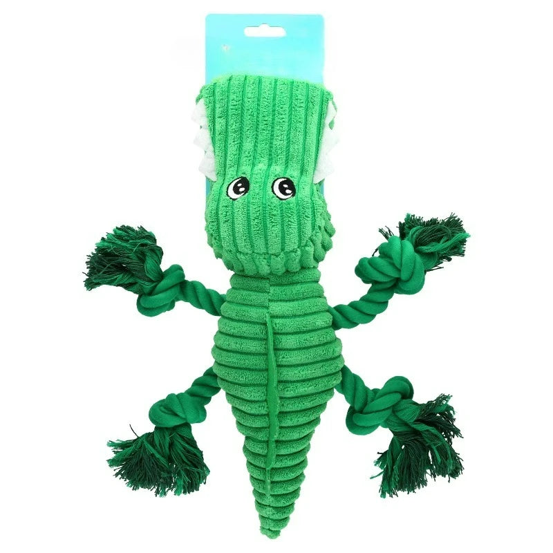 Alligator Plush Dog Toy With Squeaker For Chewing And Play