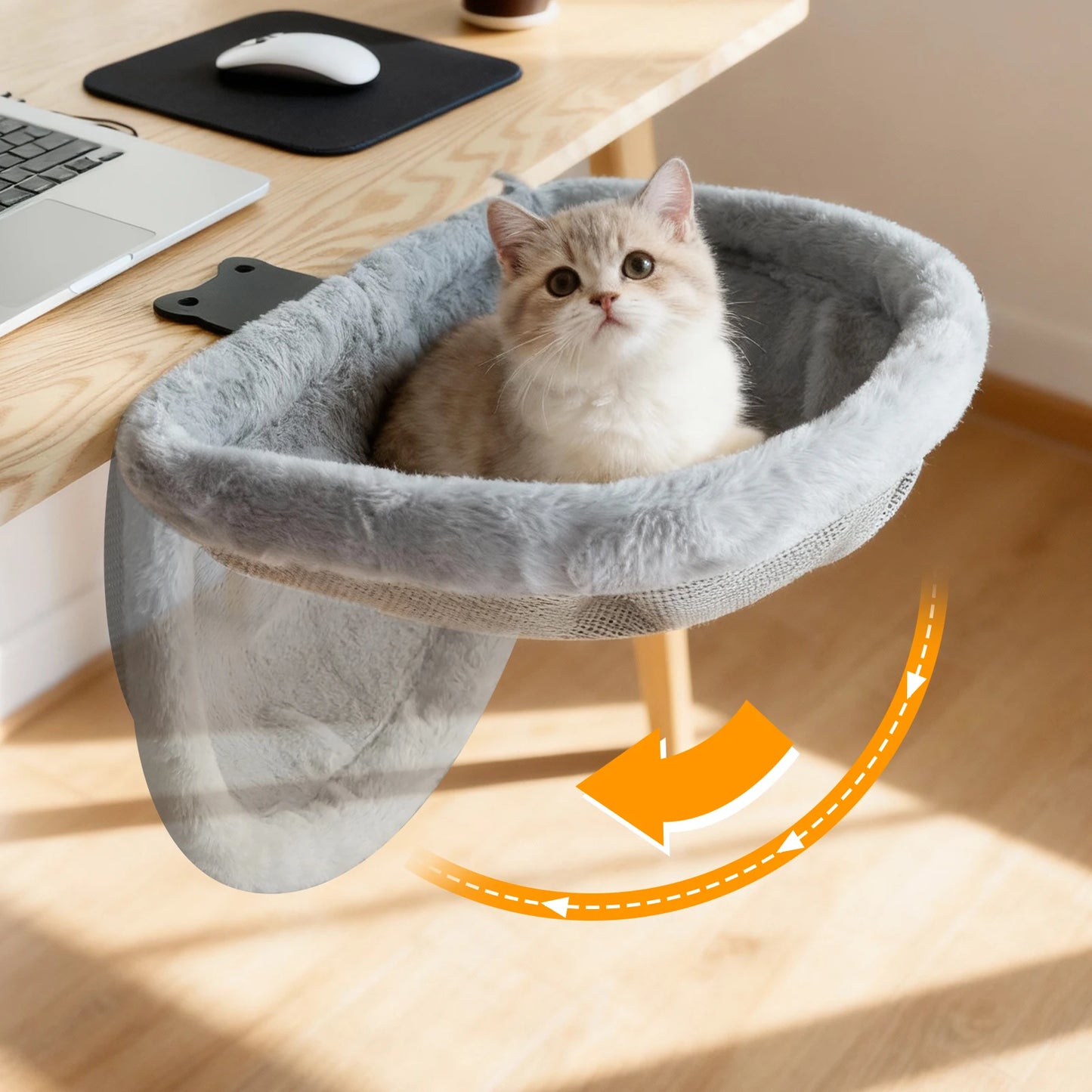 CWV Foldable Cat Desk Bed Hammock With Secure Mount