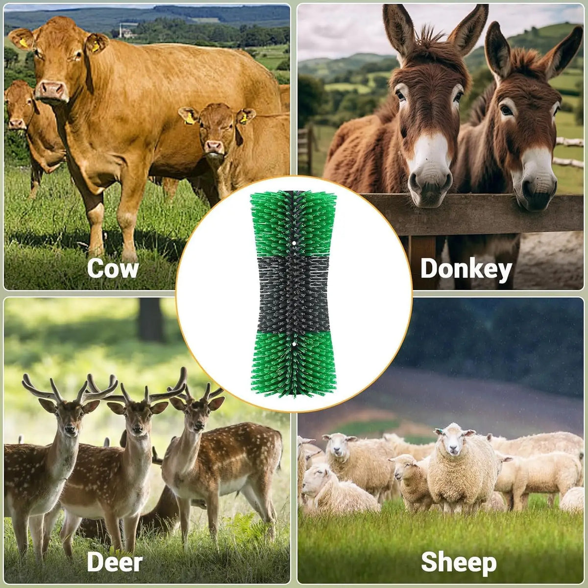 Livestock Grooming Brush for Horses, Cattle, Goats, Sheep and Pigs