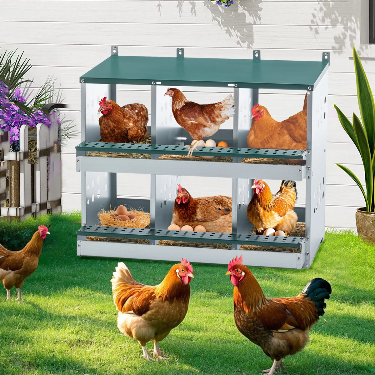 Gihauvia Galvanized Steel Roll Away Chicken Nesting Box For Coops