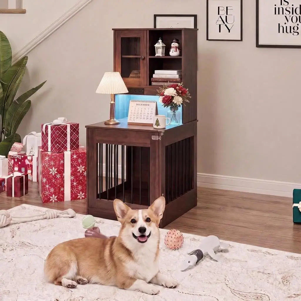 Premium Wooden Dog Crate Furniture Nightstand For Small Dogs