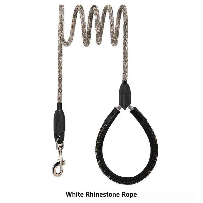 Rhinestone Dog Leash With Padded Handle And Secure Snap Hook