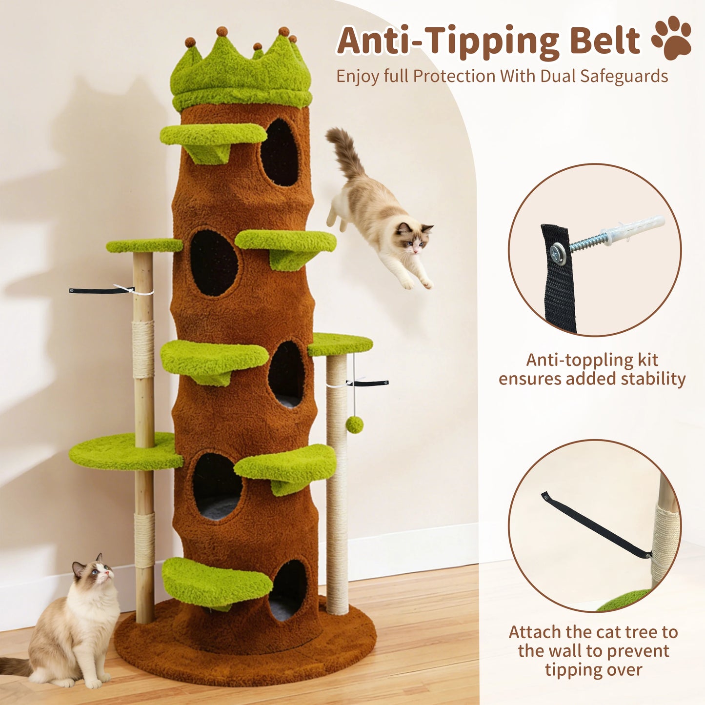 Borwort Premium Cat Tree Tower With Sisal Scratching Post Condo
