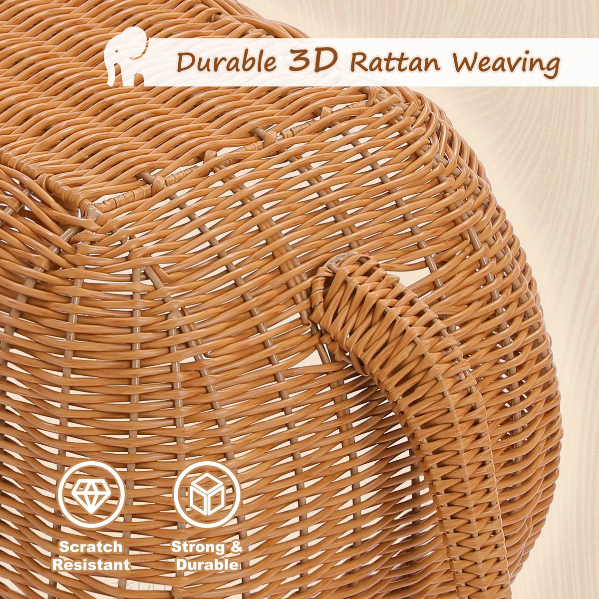 Pawz Road Elephant Rattan Cat Condo With Thick Plush Cushion