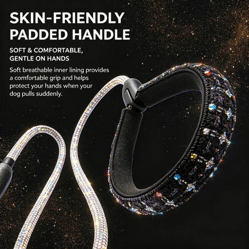 Rhinestone Dog Leash With Padded Handle And Secure Snap Hook
