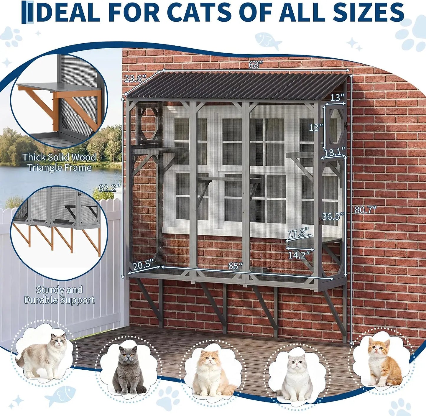 Spacious Wooden Window Catio Enclosure For Indoor Cats Relaxation