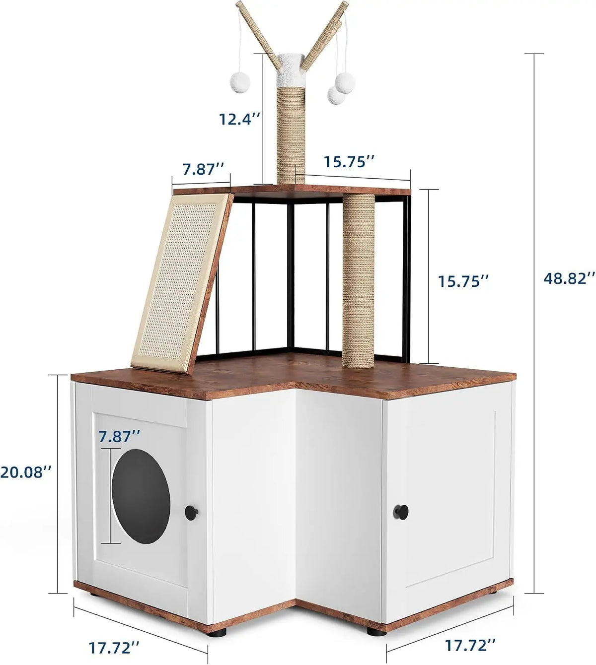 Garvee Wood Cat Tree With Scratching Post And Storage Cabinet