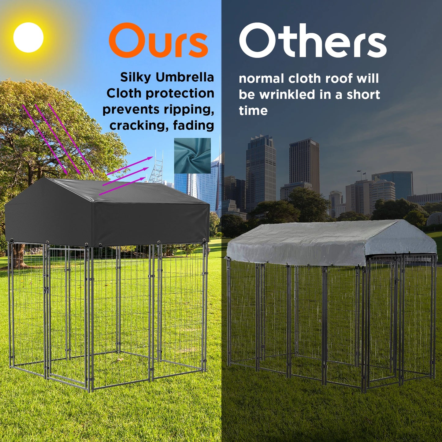 Heavy Duty Iron Outdoor Dog Playpen With Secure Roof Enclosure