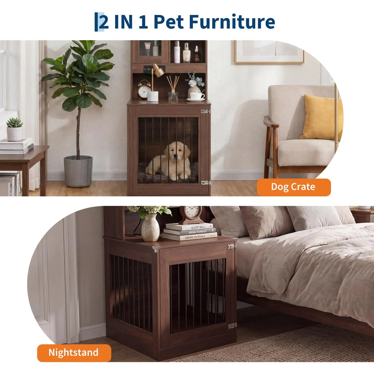 Premium Wooden Dog Crate Furniture Nightstand For Small Dogs