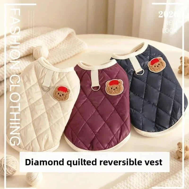 Reversible Quilted Warm Pet Vest for Dogs and Cats