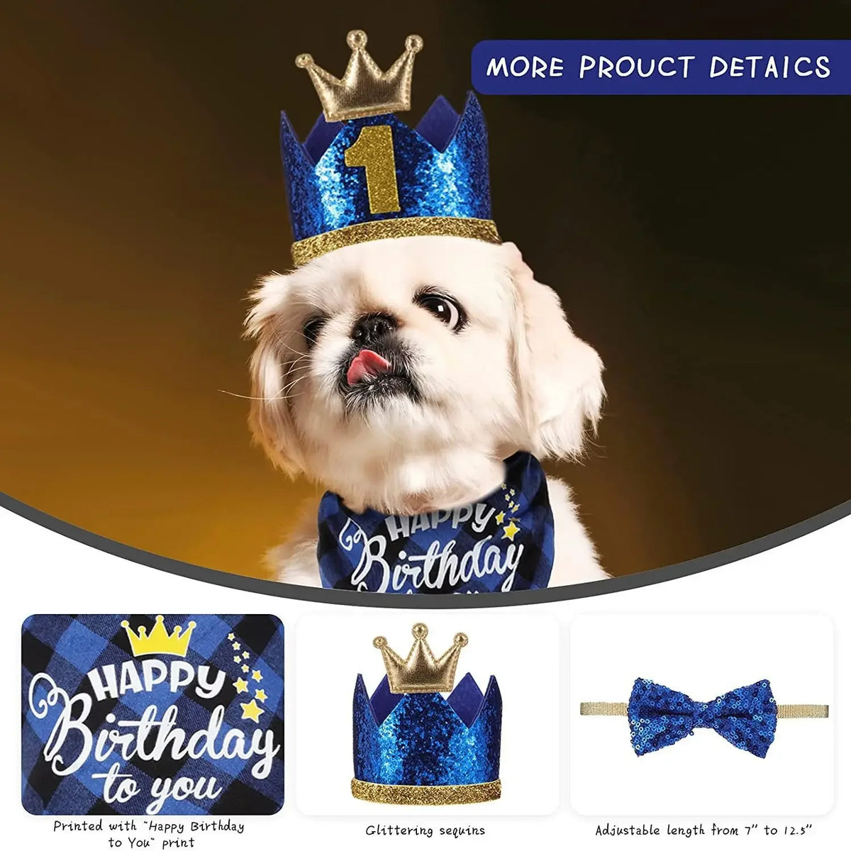 Cute Pet Birthday Bandana And Crown Hat Party Accessories