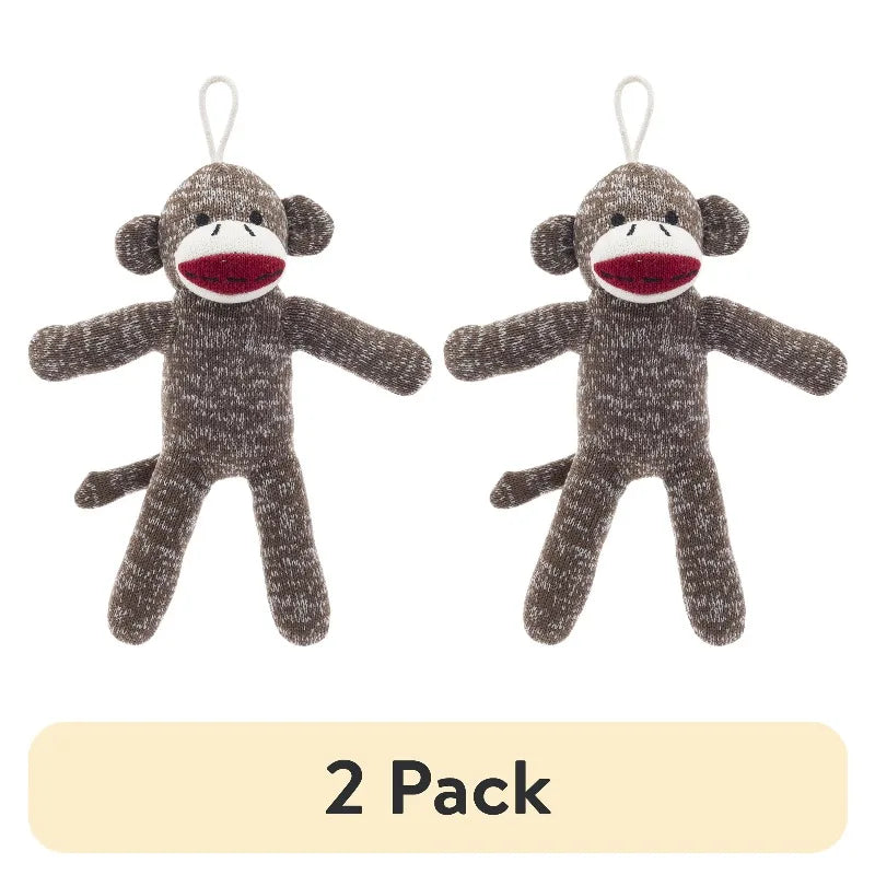 Sock Monkey Plush Dog Toy With Squeaker For Gentle Chewers