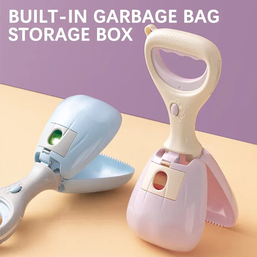 Handheld Dog Poop Scooper With Built In Disposable Bag Holder