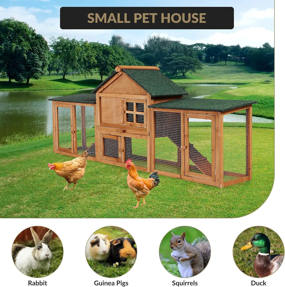 Garvee Wooden Chicken Coop With Waterproof Asphalt Roof for Poultry