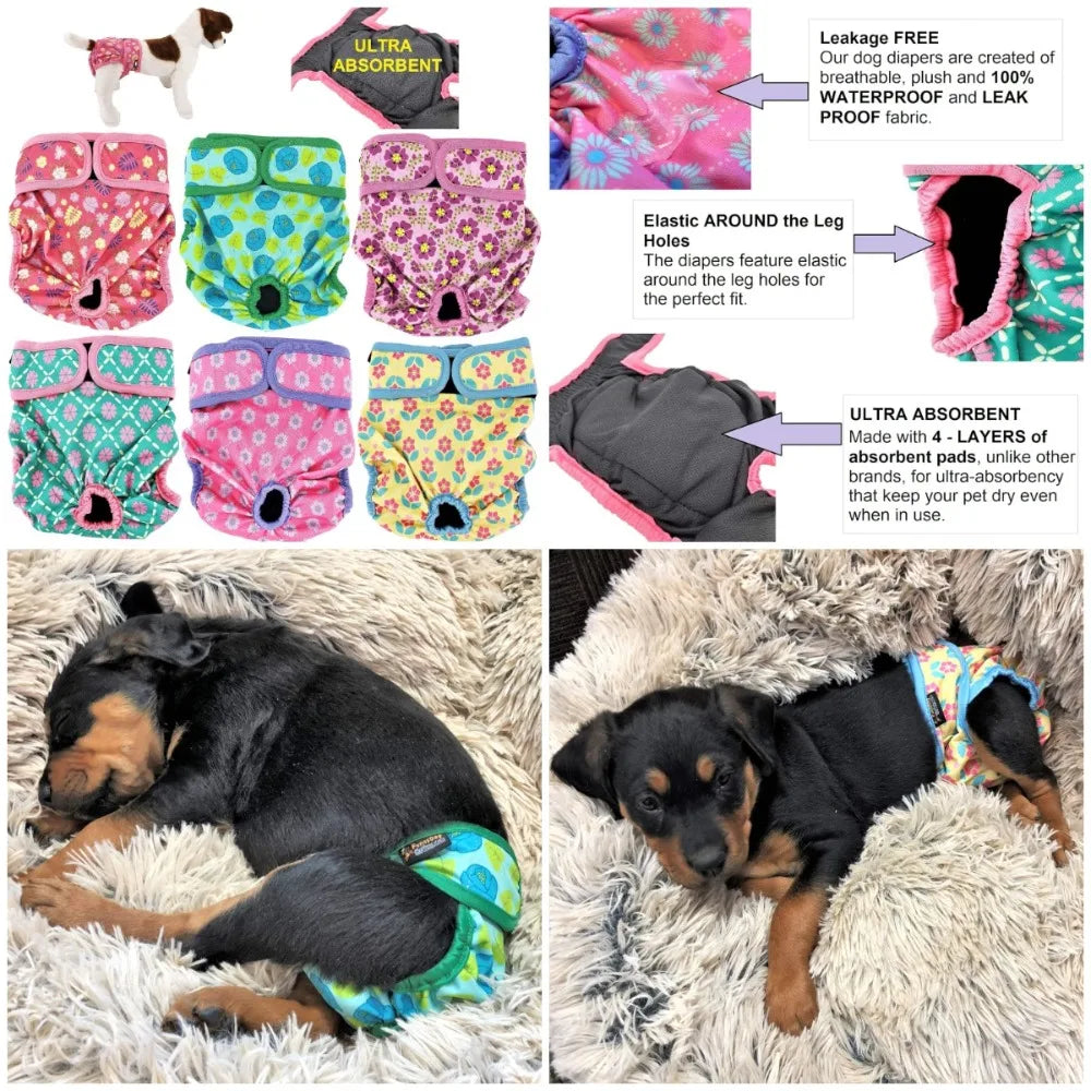 Female Dog Diapers With Absorbent Pads For Waterproof Leakproof Protection