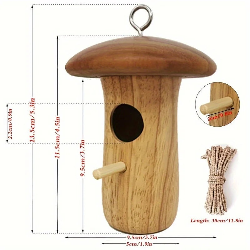 Natural Wooden Hummingbird House for Outdoor Garden Bird Nesting