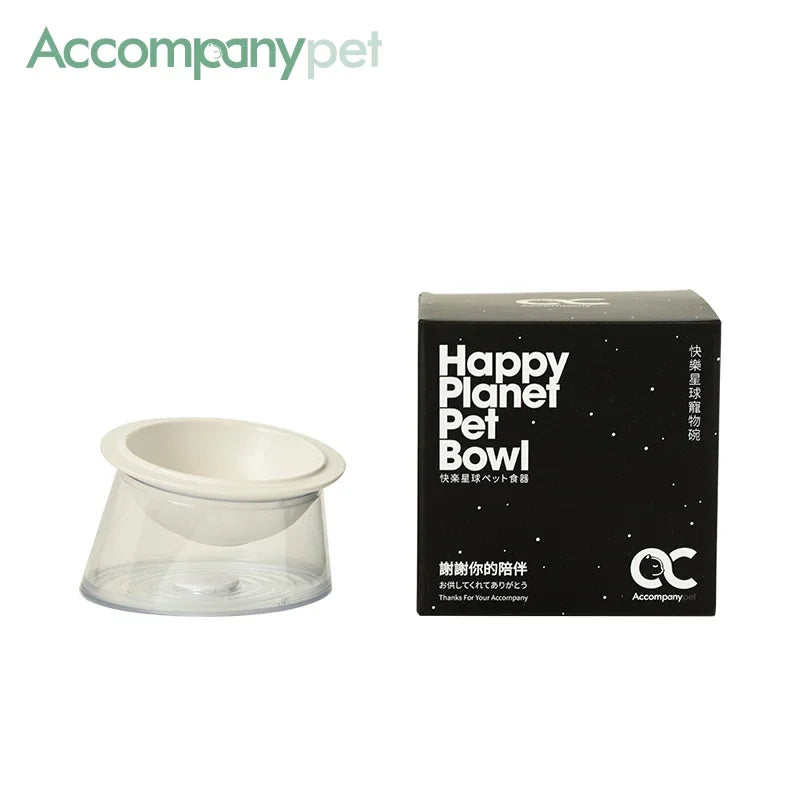 Tilted Raised Ceramic Bowl With Non-Slip Anti-Tip Feeding Design