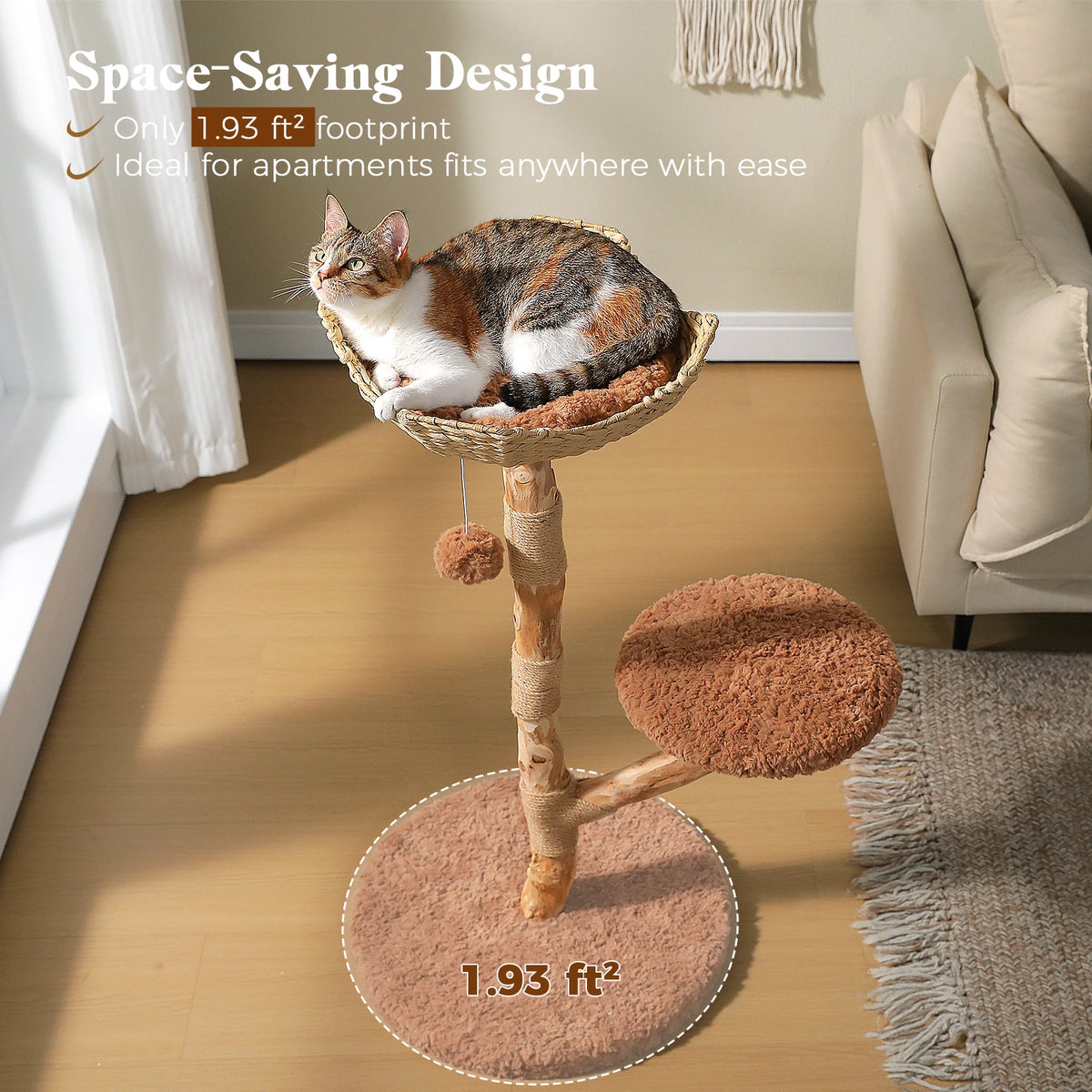 PAWZ Road Cat Tree With Wicker Bed And Sisal Posts
