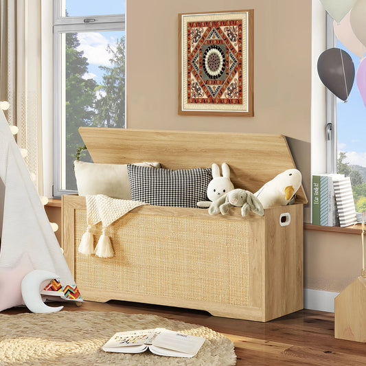Wooden Storage Chest And Toy Box With Safety Hinges
