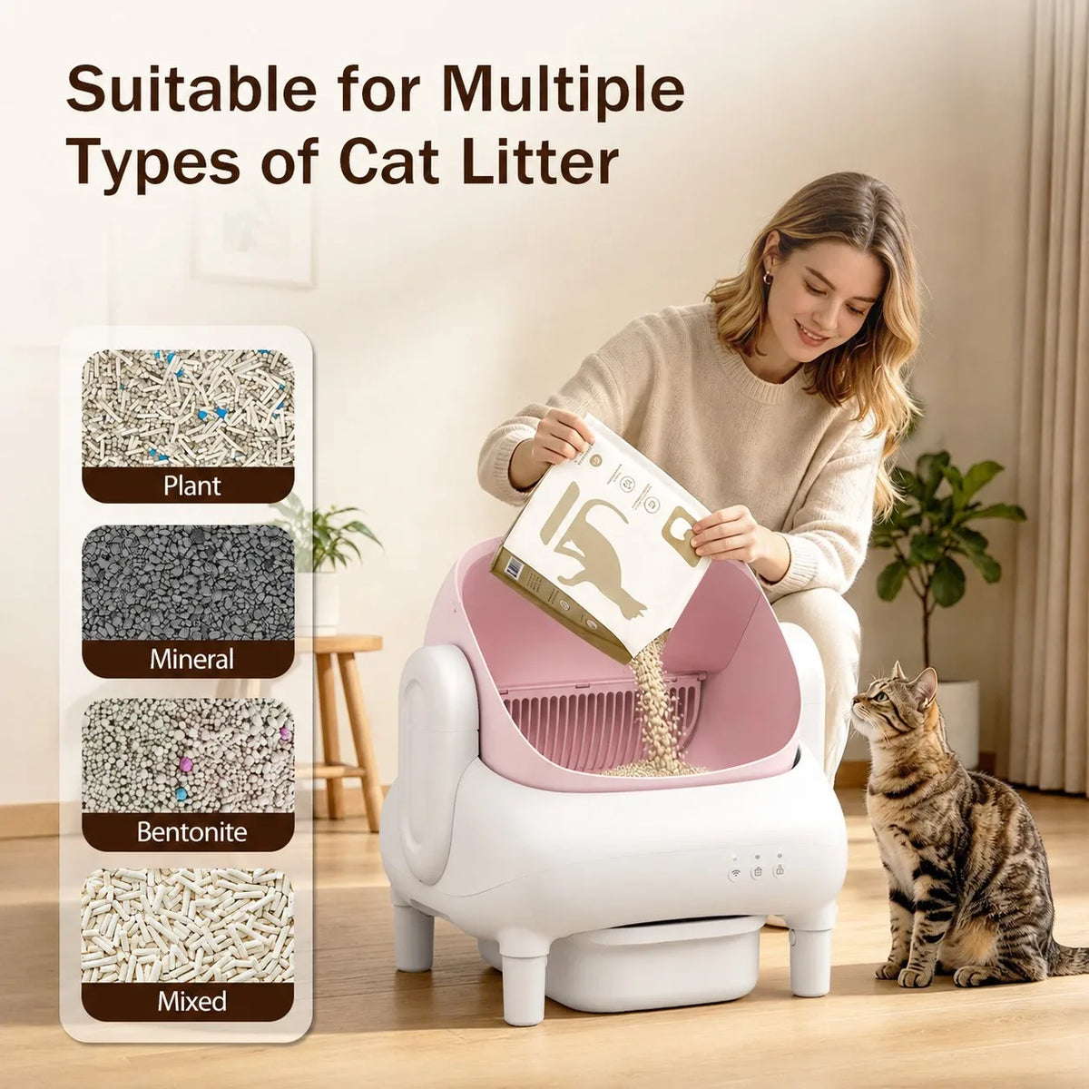 Automatic WiFi Self Cleaning Cat Litter Box With Odor Shield