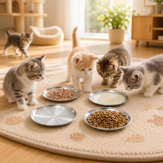 Whisker Friendly Stainless Steel Shallow Cat Feeding Bowls