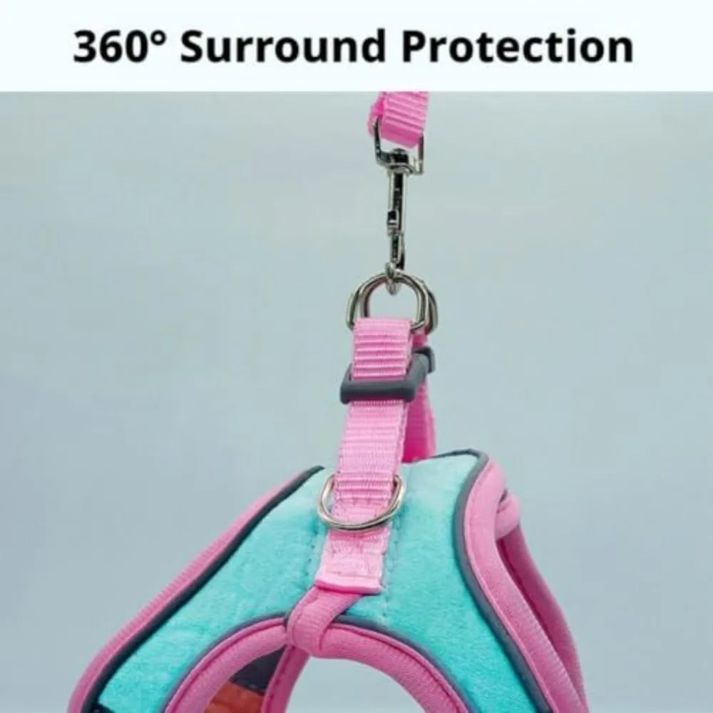 Adjustable Cat Harness And Leash Set With Breathable Suede Vest