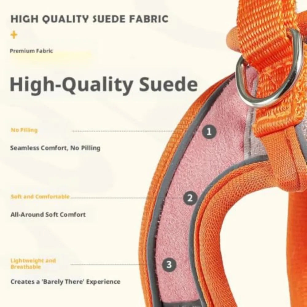 Adjustable Cat Harness And Leash Set With Breathable Suede Vest