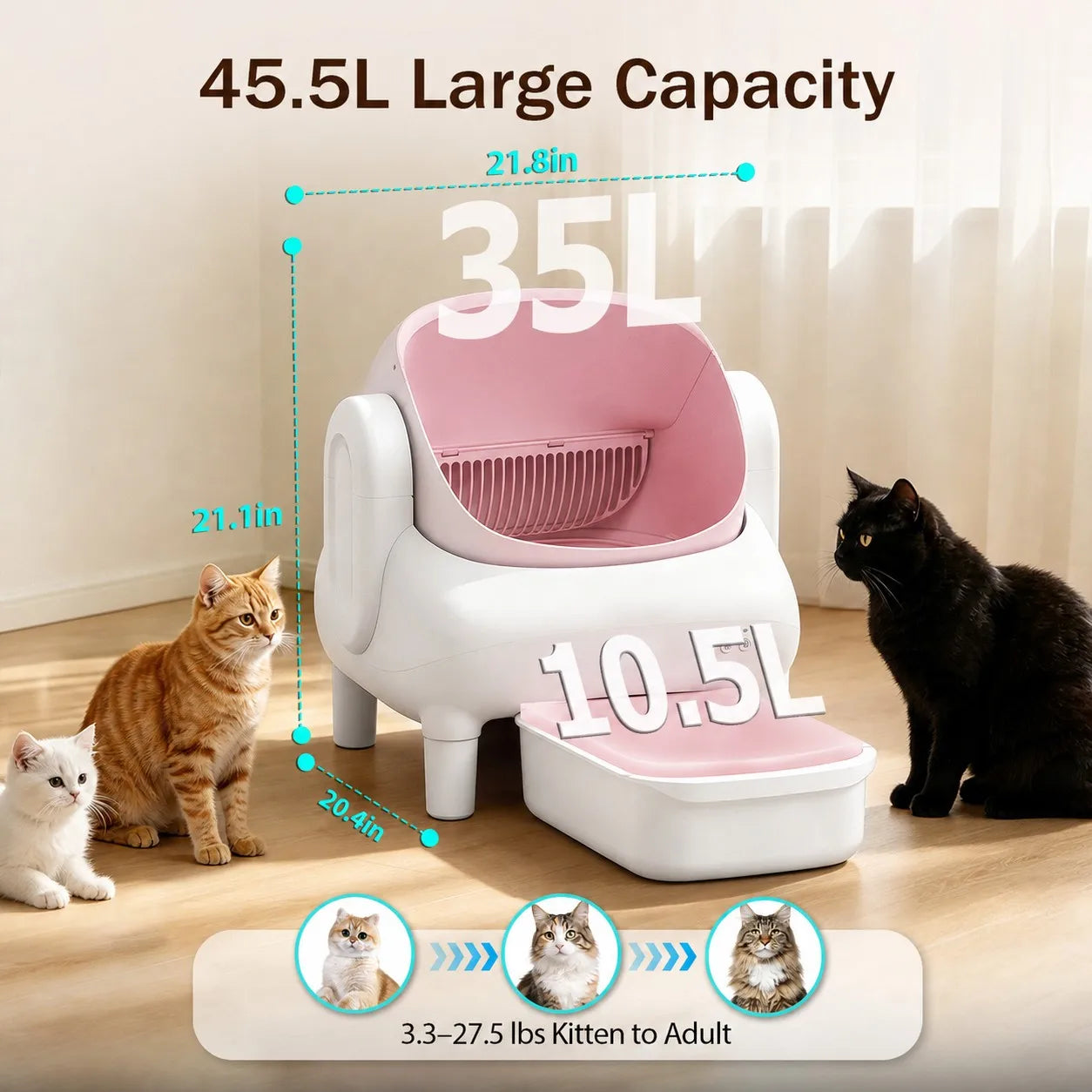 Automatic WiFi Self Cleaning Cat Litter Box With Odor Shield
